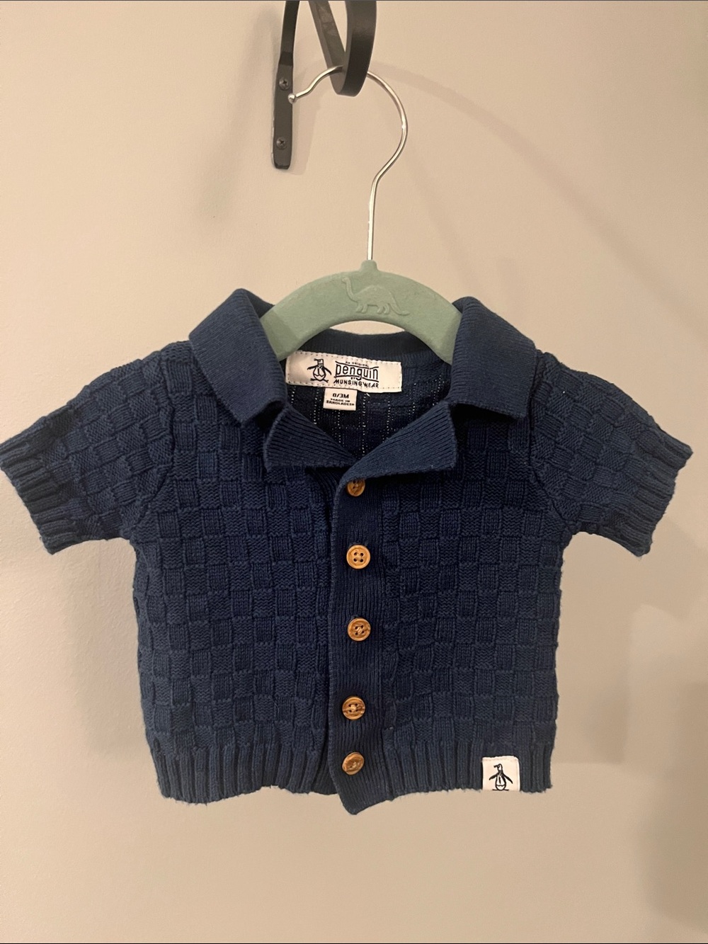 Original Penguin Navy Knit Polo Button-Front Cardigan